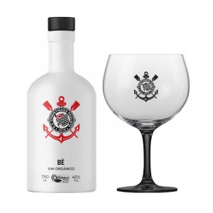 Kit Gin BË Corinthians Garrafa Branca 750 ml com taça na Casa da Bebida